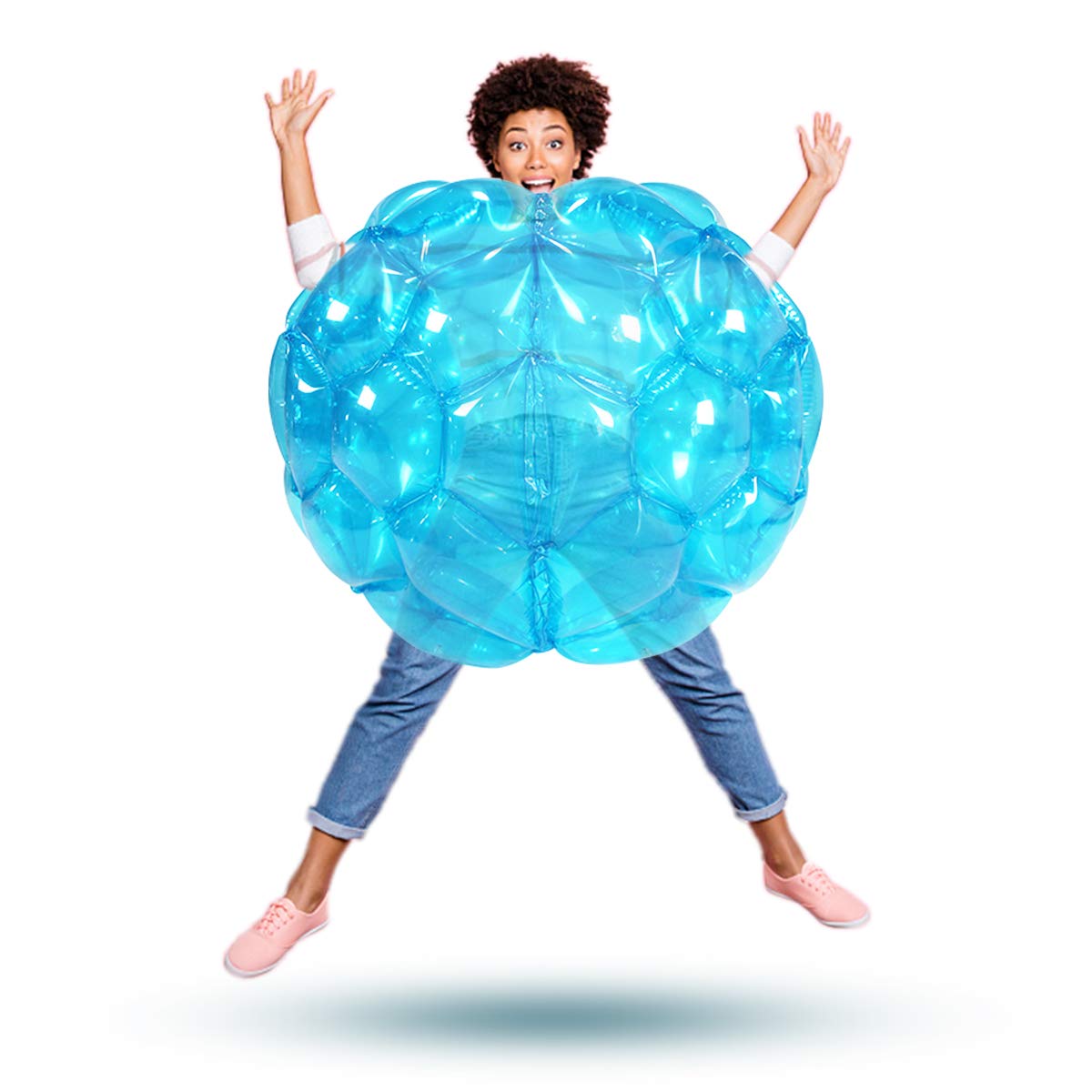 36 Zoll Sumo-Bälle für Kinder, Sumo-Bälle für Erwachsene, Riesiger menschlicher Hamster-Knocker-Ball für Kinderspiele im Freien im Team für 6+ (2 Stück, blau＋blau)
