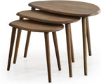 Solid Wood Nesting Coffee Table Set of 3 - Mid Century Modern Pebble Tables with Tapered Legs – Wooden Home Furniture in a Retro Style (Walnut)