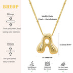 Bheop Gold Bubble Letter Necklace for Women Dainty 14K Gold Plated Balloon Initial Necklaces for Women Trendy Cute Chunky Charm Name Pendant M Necklace Fashion Jewelry Gifts