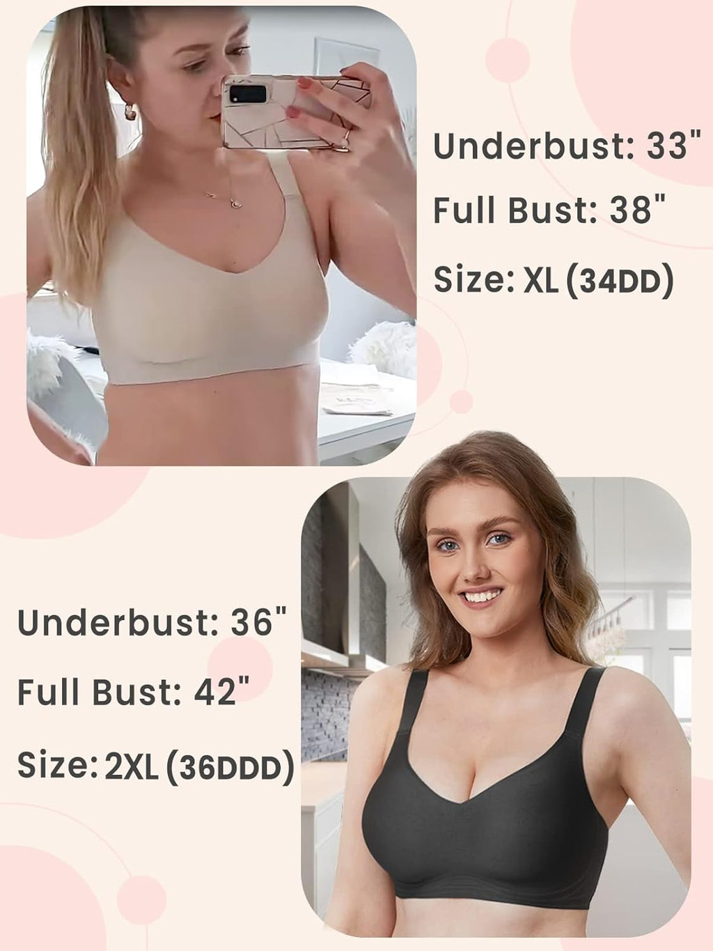 FORLEST Comfortable Seamless Bras for Women No Underwire, Padded Bralettes for Women with Support