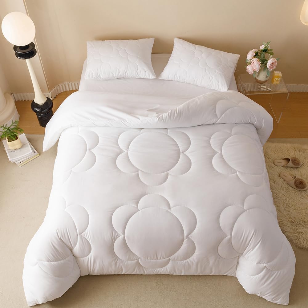Ensemble de couette Queen blanc CLOTHKNOW 3 pièces Ensembles de couettes de literie blanches Ensembles de couettes de lit blanches Ensembles de literie Queen blancs unis Ensembles de couettes Queen Size blanches