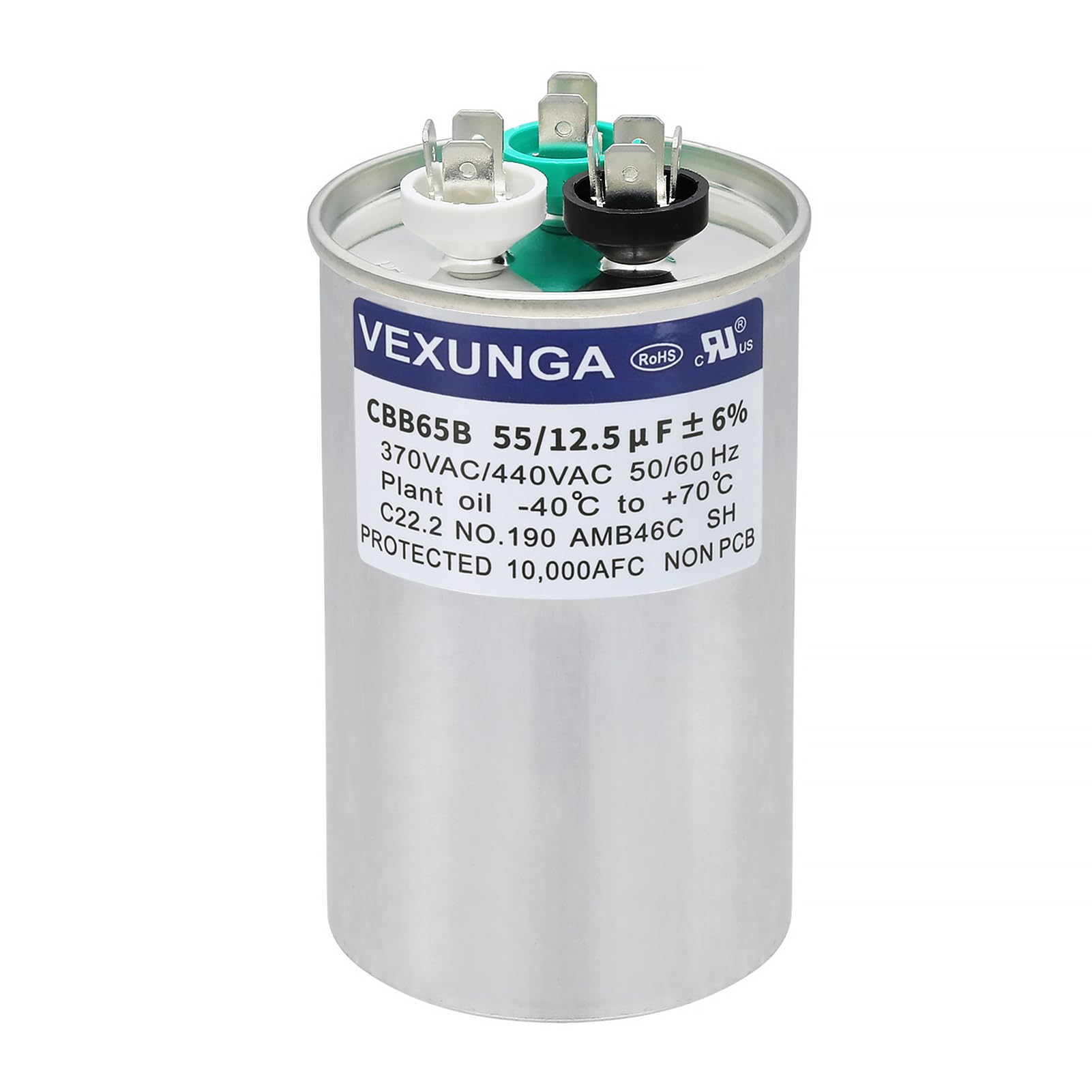 45/5 uF 45+5 MFD 370V or 440V Dual Run Start Round A/C Capacitor 45 5 uF 370 440 Volt VAC CBB65B Air Conditioner Capacitors for AC Unit Fan Motor Start or Heat Pump or Condenser Straight Cool