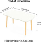 Cookie Coffee Table Low Table with 4 Solid Wood Sturdy Legs, Floor Table Desk for Sitting on The Floor, Storage and Living Room Furniture (White)