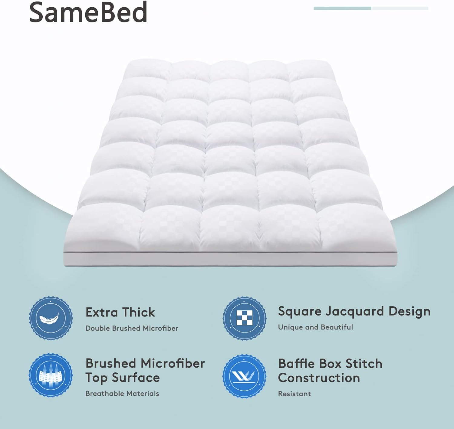 SameBed Mattress Topper Queen,Extra Thick Mattress Pad Cover for Back Pain,Cooling Mattress Protector with 8-21 Inch Deep Pocket,Overfilled Down Alternative Filling