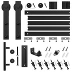 SMARTSTANDARD 6.8FT Sliding Barn Door Hardware Kit (Include 6.8ft Track Kit & Pull Handle Set & Floor Guide), Smoothly and Quietly, Easy to Install, Fit 36"-40" Wide Door Panel (J Shape) - Grand Goldman