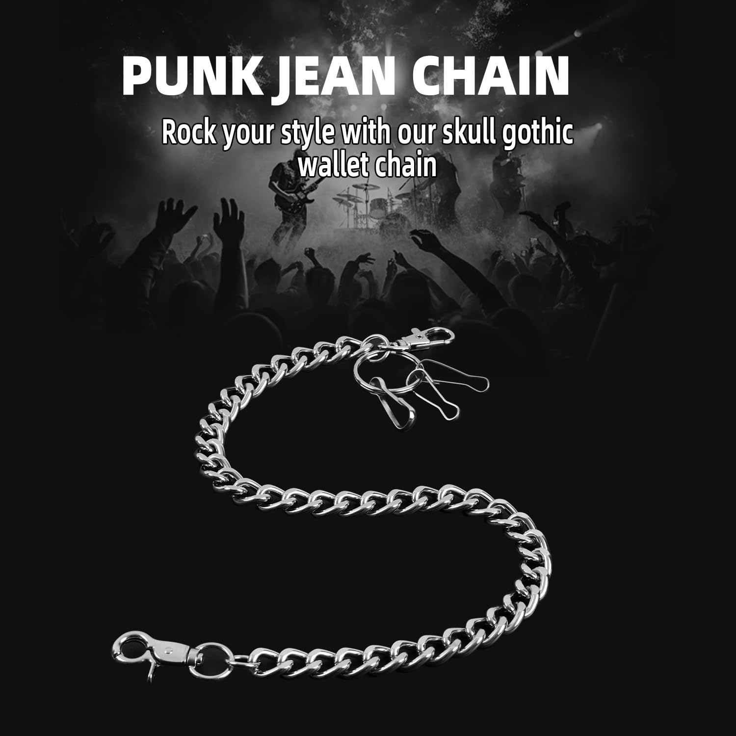 Girinme Portefeuille - Ceinture Chaîne Porte-Clés Accessoire Jeans Hip Hop Punk pour Femmes & Hommes