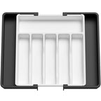 Lifewit Silverware Drawer Organizer, Expandable Utensil Tray for Kitchen, BPA Free Flatware and Cutlery Holder, Adjustable Plastic Storage for Spoons Forks Knives, 8.5-14 x 12", Black