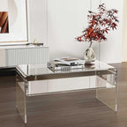 32inch Premium Clear Acrylic Rectangle Coffee Table for Living Room,Mid Century Transparent Waterfall Lowtea Table, Middle Size Table (32"x16"x16") Fit for 2 Seat Sofa