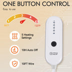 Coperta Elettrica Riscaldata Plaid con 5 Livelli di Riscaldamento e Spegnimento Automatico dopo 4 Ore, Plaid Riscaldato 50"x60" con Certificazione ETL e FCC per Casa e Ufficio, Lavabile in Lavatrice, Grigio Scuro