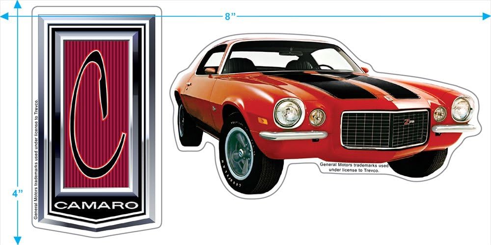 Chevy Camaro Vintage Car Logo GM, T Shirt & Stickers Orange
