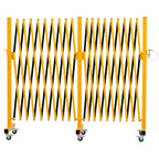 GYMTIME Expandable Barricade, Metal Safety Barrier with Casters, Mobile Folding Security Gate, 11 FT, Adjustable Traffic Temporary Fence for Warehouse Shopping Mall