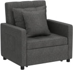 XSPRACER [Updated Convertible Chair Bed, Sleeper Sofa 3 in 1, Stepless Adjustable Backrest,Armchair, Sofa, Bed, Linen, Dark Gray, Single One