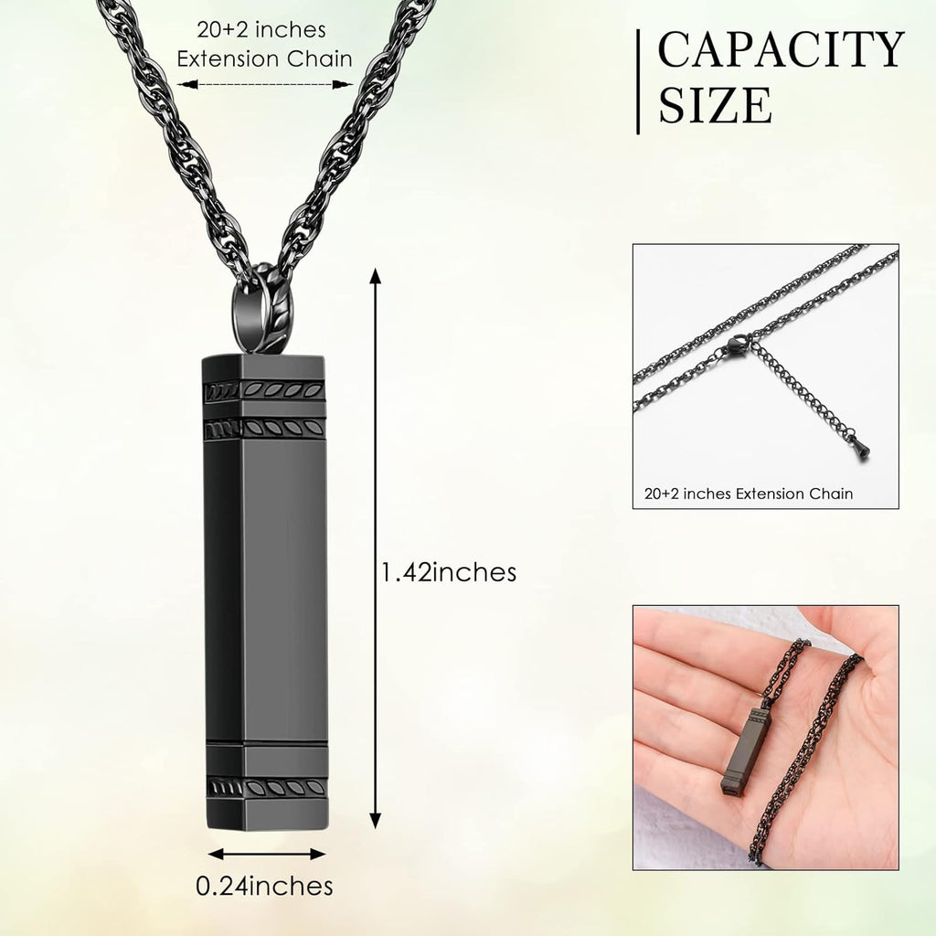 abooxiu Urn Necklace for Ashes Memorial Cremation Jewelry for Ashes Stainless Steel Ashes Jewelry Cube Ashes Necklace Bar Urn Pendant for Women Men