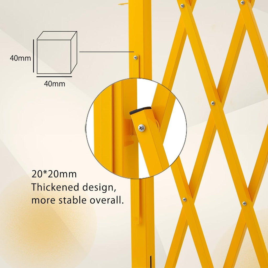 GYMTIME Expandable Barricade, Metal Safety Barrier with Casters, Mobile Folding Security Gate, 11 FT, Adjustable Traffic Temporary Fence for Warehouse Shopping Mall