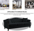 79" Chesterfield Velvet 3-Seater Sofa for Living Room,Tufted Couch with Rolled Arms Nailhead and Two Pillows for Living Room, Bedroom
