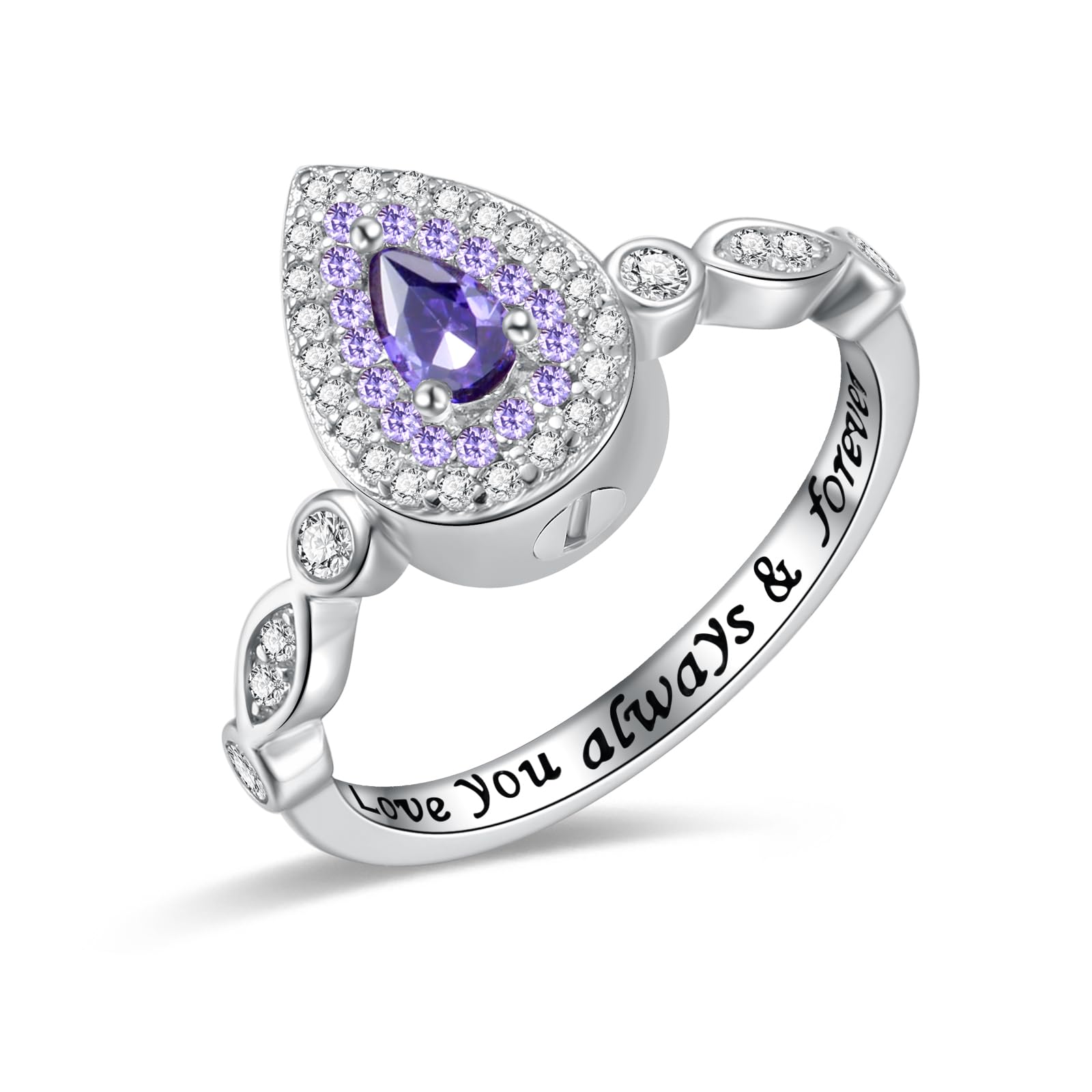 Teardrop Cremation Ring for Ashes - 925 Sterling Silver Urn Keepake Rings Memorial Jewelry for Women