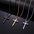 Fiusem Cross Necklace for Men, Inspirational Bible Verse Cross Chain for Men, Stainless Steel Box Necklace