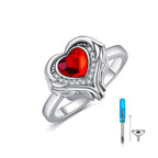 AOBOCO 925 Sterling Silver Angel Wings Heart Cremation Ring Holds Loved Ones Ashes, Heart Urn Ring for Ashes for Women, Memorial Keepsake Ring Embellished with Crystals from Austria