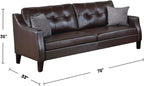 Poundex Faux Leather 2-Piece Set with Accent Pillows Sofas, Dark Brown