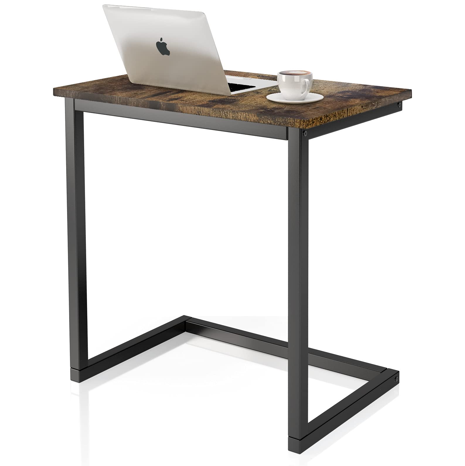 Sofa C Side End Table Wood Accent Couch Table Coffee Tray Snack Side Table Notebook Laptop Holder Over Bed Stand Reading Desk Black Color 22x14x27 Inch Space Saving for Living Room Bedroom