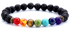 Hamoery Men Women 8mm Lava Rock 7 Chakra Beads Chakra Bracelet Braided Rope Natural Stone Yoga Bracelet Bangle