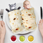 Tortilla-tæppe, baby burritos svøb tæppe, taco tæppe til nyfødt toddler, 285 GSM blødt flannel bærbart tæppe sjove gaver til babyshower dreng pige 0-3 6 9 måneder