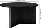 Henn&Hart 32" Wide Round Coffee Table in Black Grain, for Home, Living Room, Bedroom, Entertainment or Office