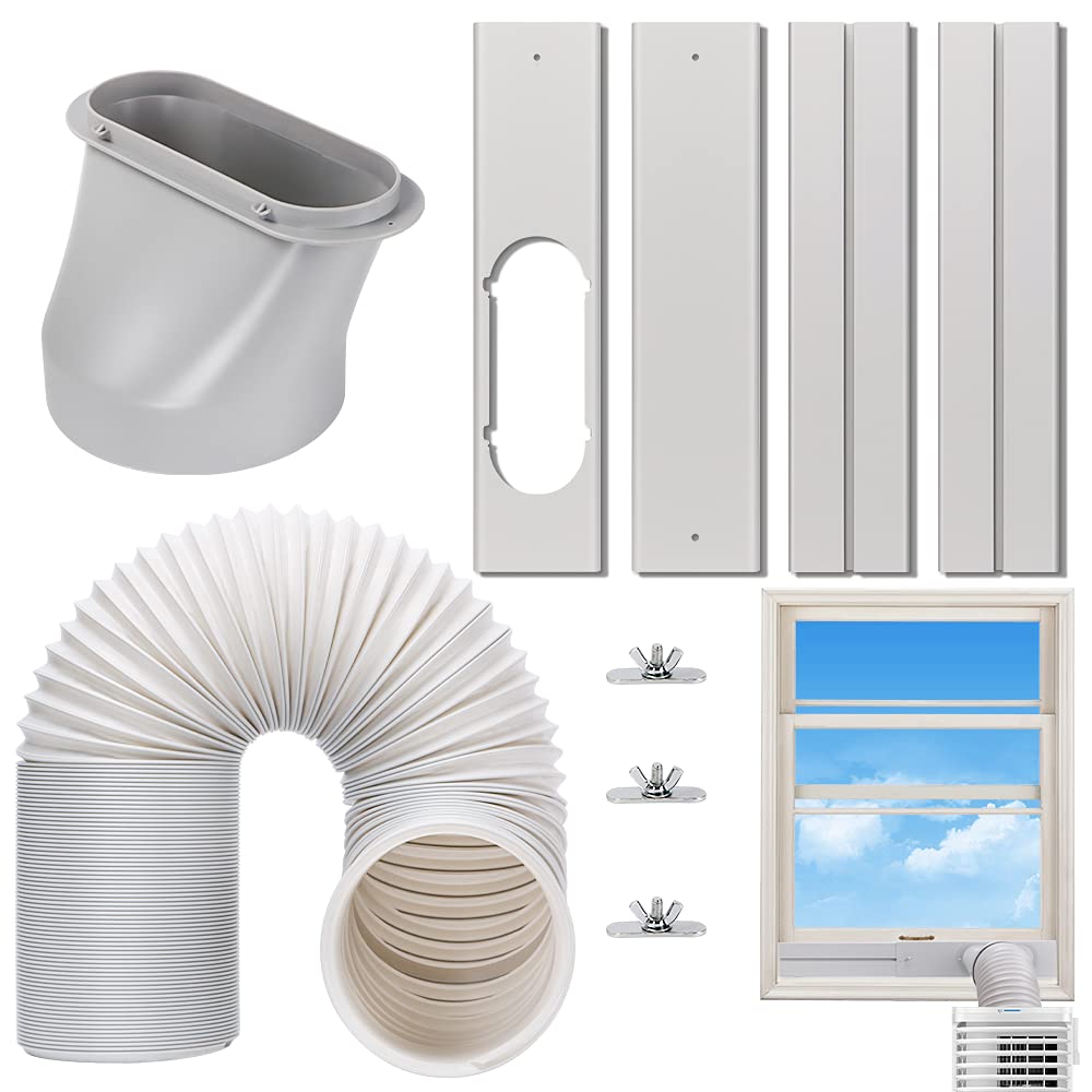 Portable Air Conditioner Window Vent Kit, Adjustable Window Seal with 5.9 Inch Diameter, 59 Inch Length Exhaust Hose for A/C Unit Universal for Sliding Horizontal or Vertical Window