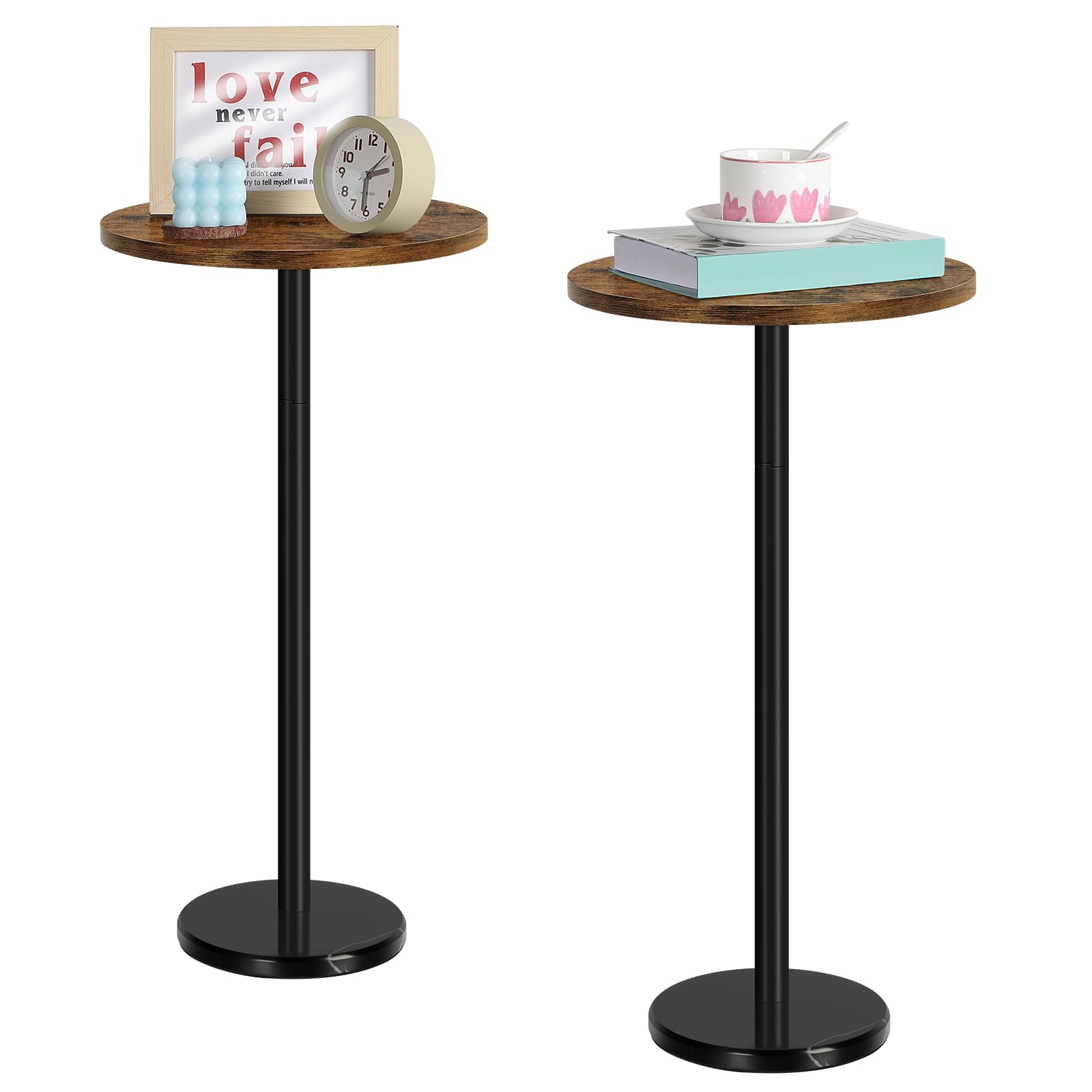 Round Side Table Small End Table Set of 2 Black Round Coffee Table Modern Nightstand Kids Bedside Table Outdoor Accent Table for Small Spaces Living Room Bedroom Patio