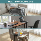 Stable C Table End Table, 23.4" Tall C Shaped Side Table That Slides Under Sofa, Slim Under Couch Table, Modern Industrial Coffee Tray Table for Living Room Bedroom (Small Black)