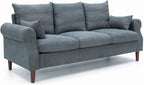 Panana 2 Piece Upholstered 3-Seat Sofa and Loveseat Sofa Set (Grey - Scroll Arm)