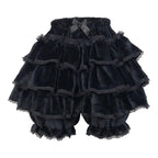 Women Lolita Bloomers Teens Cute Maid Tiered Ruffle Bloomer Shorts Kawaii Fuzzy Fluffy Pumpkin Pants Pettipants
