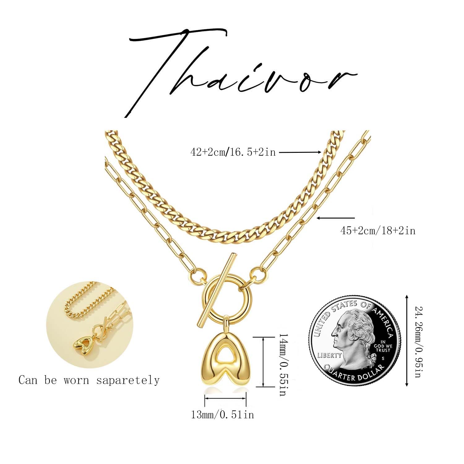 Bubble Letter Necklace Gold Layered Initial Necklaces for Women Dainty Cuban Chain Choker Necklace 14K Gold Plated Letter Necklace Personalized Name Necklace Cute Jewelry Gifts