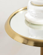 Kate and Laurel Sanzo Modern Pedestal Drink Table, 10 x 10 x 23, Antique Gold, Decorative End Table with Mirrored Tabletop for Use as Small Plant Stand or Cute Martini Table