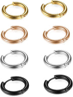 316L Surgical Stainless Steel Huggie Hoop Earrings 6mm 8mm 10mm 11mm 12mm 14mm Hypoallergenic Earrings Hoop Cartilage Helix Lobes Hinged Sleeper Earrings For Men Women