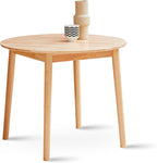 Livinia Aslan 35.4" Round Wooden Dining Table/Mid Century Modern Malaysian Oak Kitchen Table (Natural-Oak)