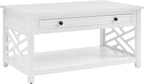 Coventry 36-Inch White Wood Coffee Table with Drawer & Open Shelf – Modern Accent Furniture for Living Room Storage & Décor by Alaterre Furniture