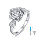 925 Sterling Silver Rose Flower Cremation Urn Ring Holds Loved Ones Ashes Cremation Keepsake Ring Jewelry Embellished with Crystals from Austria