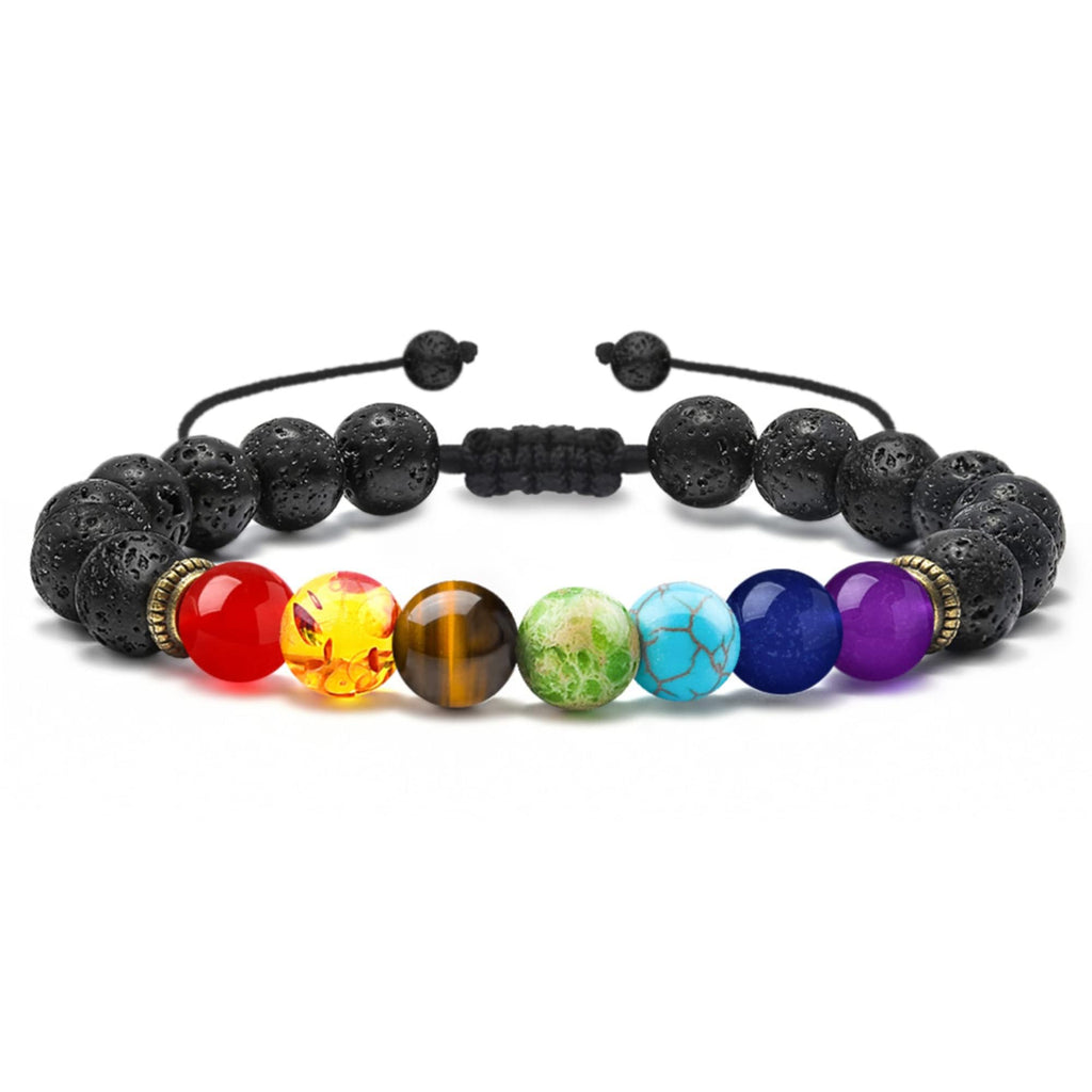 M MOOHAM Natural Stone Bracelets for Men - 8mm Tiger Eye, Matte Agate, Lava Rock - Teen Boys Gifts for Birthday, Anniversary, Christmas