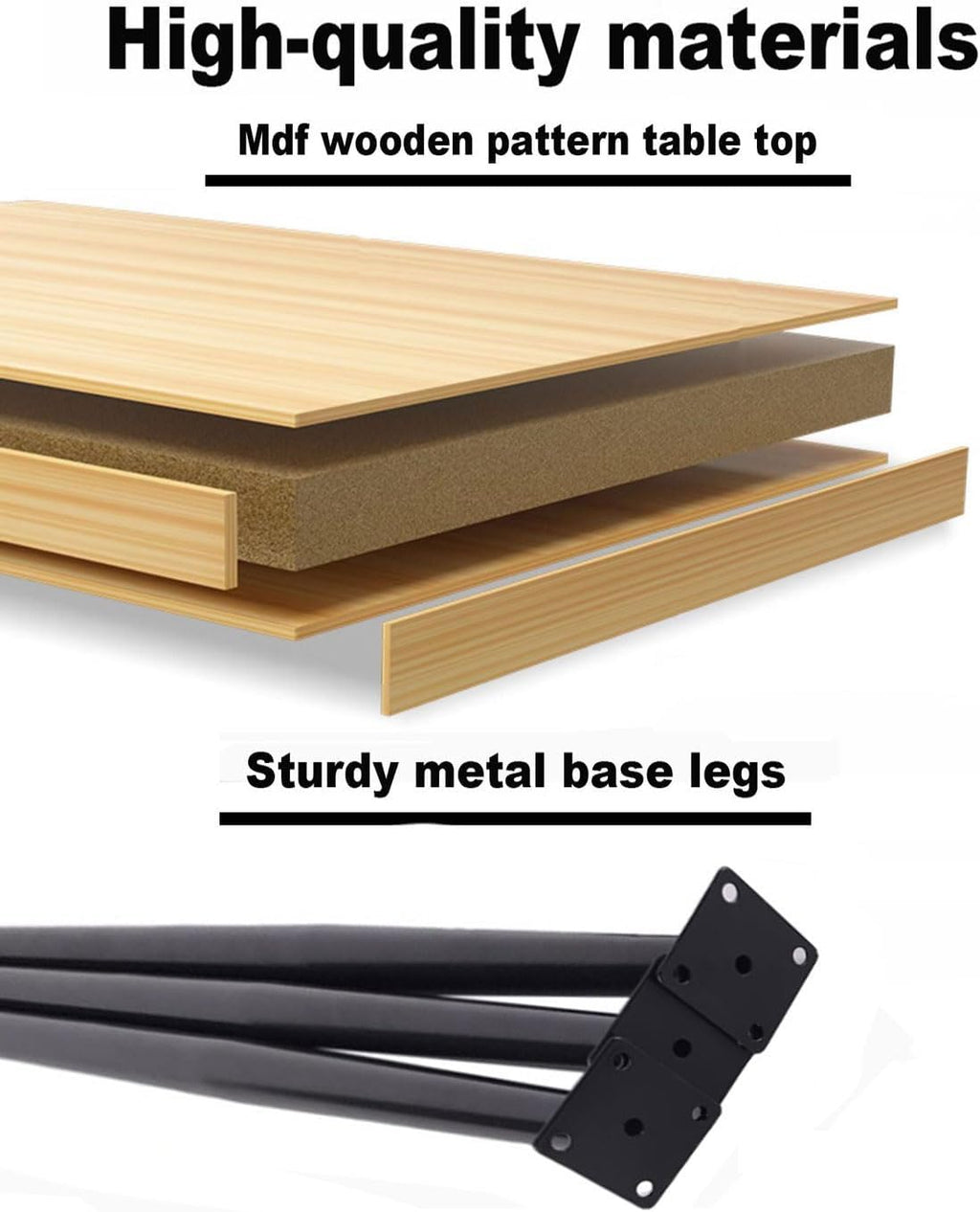 20 inches Round Coffee Table, Wooden Surface Top & Sturdy Metal Legs Coffee Table with Fluted, End Table for Living Room Bedroom Office Balcony Yard (Walnut, 20 inches)