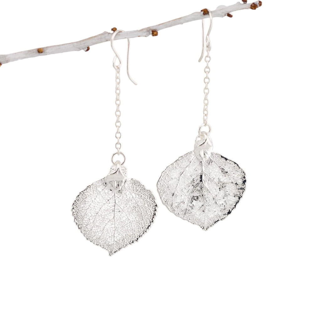 Real Aspen Leaf Earrings in Gold, Rose Gold, or Silver, Custom Jewelry for Her