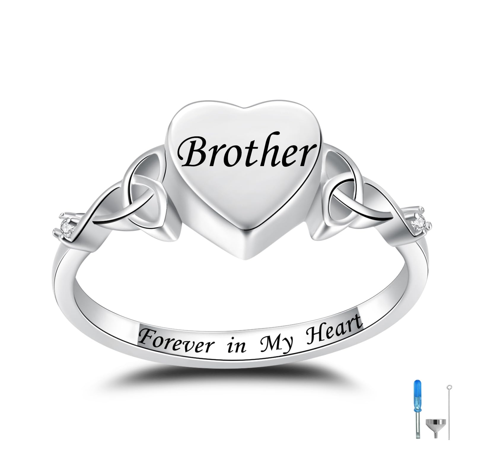 Heart Cremation Ring for Ashes: 925 Sterling Silver Forever in My Heart Carved Urn Keepake Rings Memorial Jewelry for Women Men