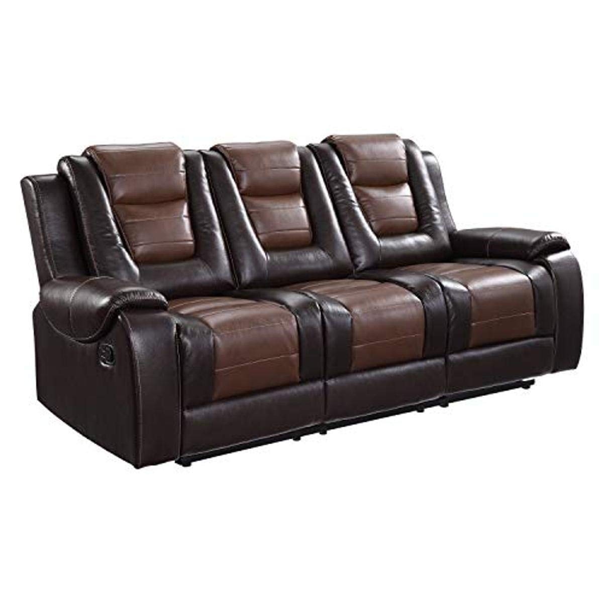 Lexicon Reclining Living Room Set, Manual Reclining Sofas, Couches for Living Room, Home Theater Seating, Includes Reclining Sofa and Double Gliding Loveseat, 2-Piece Set, Two-Tone Brown​