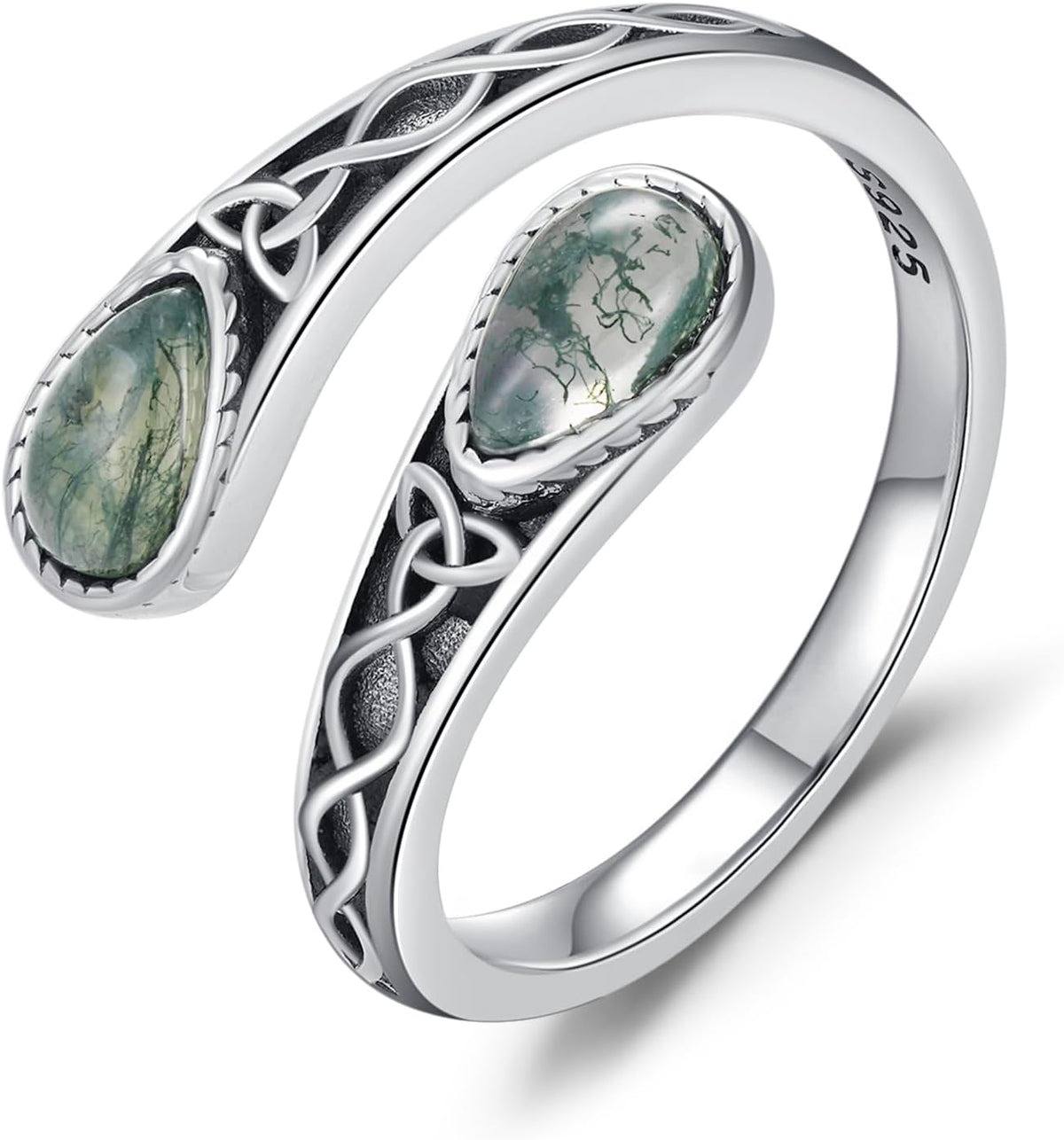 925 Sterling Silver Rings for Women Moss Agate/Turquoise/Just Breathe/Evil Eye Rings Gift for Christmas Mother's Day Valentine's Day