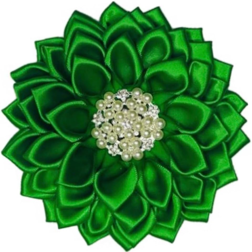 Green 4.5" Paraphernalia Flower Brooch Pin for Women, Inspired for LINKS, Iota Phi Lamda Sorority, or AKA Sorority, Conferences, Luncheons