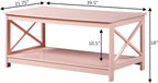 Convenience Concepts Oxford Coffee Table with Shelf, Blush Pink