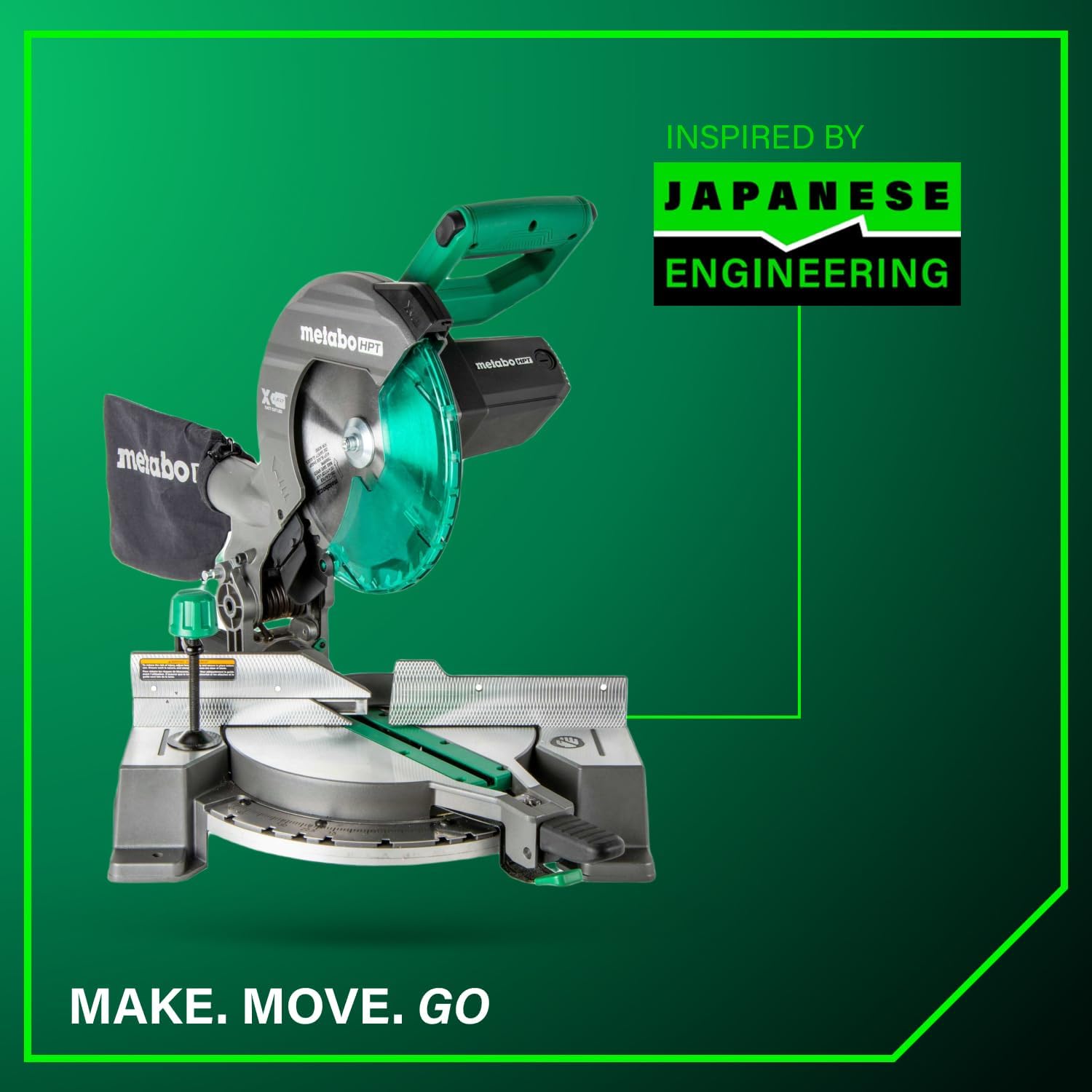 Metabo HPT 10-Inch Single Bevel Compound Miter Saw, 15-Amp Power Saw with Xact Cut Shadow Line, Precision Miter Angles, Single Bevel 0-45°, 40T TCT Miter Saw Blade, Lightweight Design, C10FCG2