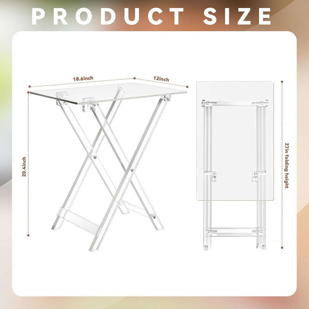 Namalu 1 Pcs Acrylic Foldable TV Dinner Table Clear Small Folding TV Tray Space Saving Acrylic Dining Table for Eating Snack Coffee Bed Desk Side Living Room Kitchen Furniture Easy Assembly