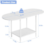 White Coffee Table for Living Room, Small Oval Coffee Table with Storage and Wood Tabletop, Mid Century Round Center Table for Small Space, Home Office