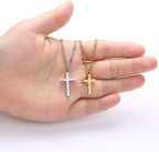 Joxevyia Cross Necklace for 14K Gold Filled Stainless Steel Small Cross Pendant with Cuban Chain Necklace Simple Faith Jewelry Christmas Gift for Men Women 16-24 Inches
